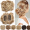 Extension clip capelli veri Pettini Estensioni dei capelli ondulati ricci disordinati Bun Piece Up Do Coulisse coda di cavallo Chignon Parrucchino Marrone scuro