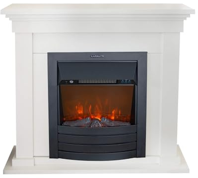Elektrokamin - Calgary - weiß Holz - 1800 Watt Heizung - Kaminsims inklusive Einbaukamin - Dekokamin