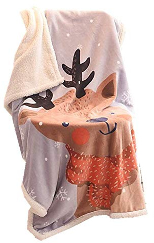 Fansu Doppelte Verdickung Babydecke/Kinderdecke Babys Flanell Kuschlige Sehr Weiche Decke für Babybett/Kinderwagen Neugeborenes Geschenk (100x140cm,Brown Elk)