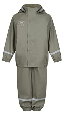 Color Kids unisex barn regn set solid PU regnjacka, Vetiver, 92