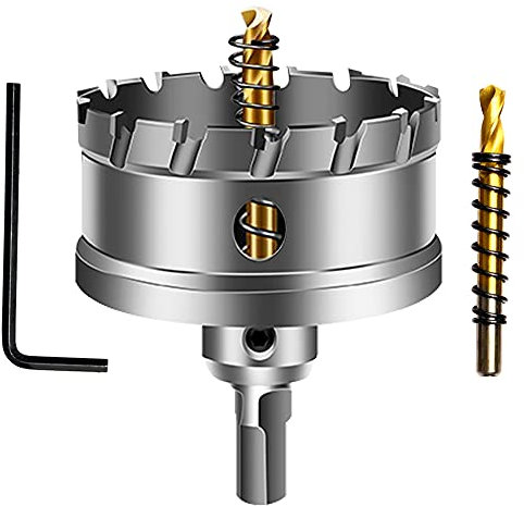 ASNOMY 60mm Punta per sega a tazza con punta in carburo di tungsteno, per metalli duri, sega a tazza T.C.T, con 2 punte per trapano pilota in titanio, per metallo, acciaio, ferro, legno, plastica