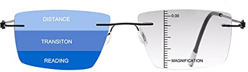 YIMI Progressive Multifocal Reading Sunglasses for Men Women Trifocal Sun Readers Blue Light Blocking Glasses Rimless Eyewear