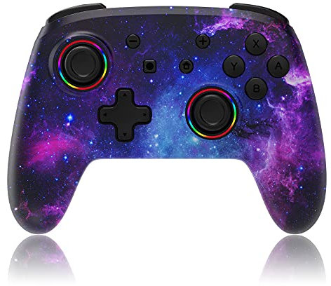 NexiGo Controller Senza Fili per Switch/Switch Lite/OLED, Controller Bluetooth per Nintendo Switch con Vibrazione, Movimento, Turbo e Luce LED (Cosmic Nebula)