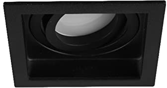 Foco empotrable de techo cuadrado de metal en negro mate, 9,2 x 9,2 cm