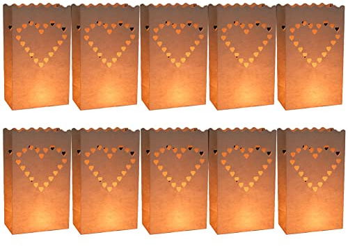 10 Pieces Luminary Bags Candle Bags Luminary Paper Bags Flame Resistant Paper Lantern Bags, Paper Candle Luminaire for Home Romantic Party Wedding Decoration