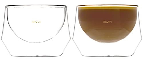KRUVE IMAGINE Coffee Cups - Handcrafted Double-Wall Glass Cups (Set of 2, 6.5oz/200ml) - Perfect for Latte Art & Espresso - Durable Borosilicate Glass - Ideal for Coffee Mugs Lovers - Cappuccino