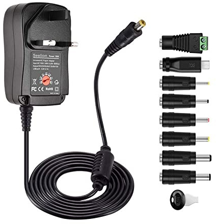 30W Universal Power Adapter, Multifunctional Portable Power Transformers, AC Supply Adapter 100-240V to DC 3V 4.5V 5V 6V 7.5V 9V 12V + 8 Different Plugs (AU)