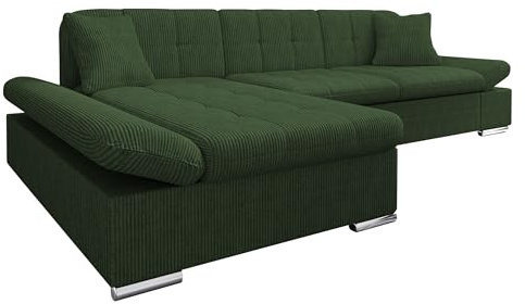 Mirjan24 Ecksofa Malwi Cord mit Regulierbare Armlehnen, L-Form Sofa mit Schlaffunktion und Bettkasten, Design Eckcouch, Wohnlandschaft, Couch (Poso 14, Seite: Links)