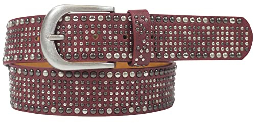 Damengürtel mit Nieten, Strass-Nieten-Besatz, Synthetikgürtel im Vintage-Style, Breite ca. 3,8 cm
