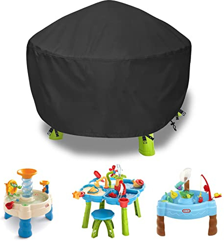 Aacabo Kids Water Table Cover Spiralin' Seas Waterpark Play Sand Water Table Outdoor Toys Cover 34X34X18 inch-Black