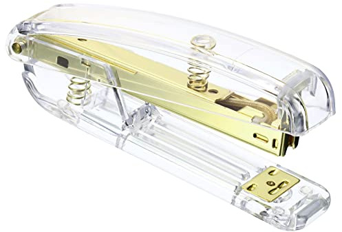 PATIKIL Acrylic Stapler, Portable Stylish Manual Effortless Desktop Accessories Stapler for Classroom Home Office Desk, Gold