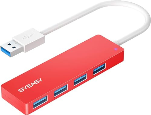 BYEASY USB Hub, 4 Port USB 3.0 Hub, Ultra Slim Portable Data Hub Applicable for iMac Pro, MacBook Air, Mac Mini/Pro, Surface Pro, Notebook PC, Laptop, USB Flash Drives, Tesla Model 3 and Mobile HDD
