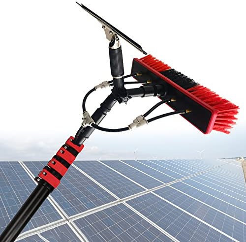 BEESOM 3.6m-10.8m Wasserführende Teleskopstange mit Squeegee，PV Anlage Reinigung, Solarpanel-reinigungsset, Outdoor-waschwerkzeug Hohe Fensterglas-Reinigungsstangen,10.8m