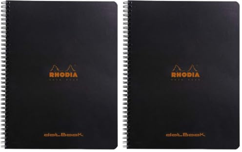 Rhodia 193039C Notizbuch (mit Doppelspirale, Dot grid, 80 Blatt, DIN A4+, 22,5 x 29,7 cm) 1 Stück schwarz (Packung mit 2)
