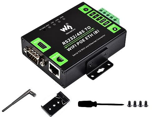 Waveshare RS232/485 to WiFi and RJ45 Ethernet Converter Module with PoE Function, Industrial Grade Serial Server,Support Ethernet to WiFi,Serial Port to Ethernet, Modbus Gateway, MQTT Gateway