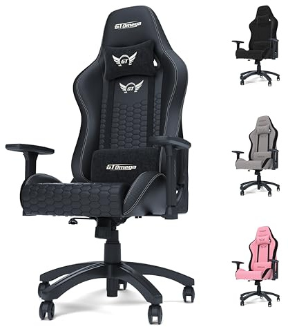 GT OMEGA Pro Series Gen 2.0 Gaming Chair, White PVC Computer Office Chair, Ergonomic Desk Chair for Home, Adjustable Arms, 180 Degree Recline, Lumbar Neck Cushions, Height Adjustable, 110kg Capacity