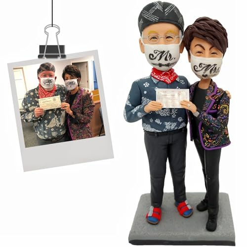 Individuelle Wackelköpfe für Paare, lässiges Paar, vollständig anpassbar mit Polymer, Ton benutzerdefinierte Wackelkopf-Figuren, personalisiert als Geschenk