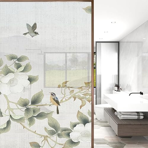 Sichtschutzfolie 3D Fensterfolie Glasdekorfolie PVC für Badezimmer Kinderzimmer Küche,Schlafzimmer Wohnzimmer Esszimmer Büro Hotels Klassenzimmer 44.5x300 cm Vogel