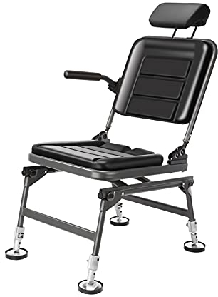Angelstühle für Erwachsene Swivel-Angelstuhl Faltbarer Liegen mit verstellbarer Kissen Rückenlehne Beine for Camping-Strand Picknick-Lounge-Stühle unterstützen 550 lbs Campingstühle ( Color : Schwarz