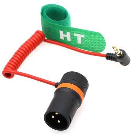 HangTon 3.5mm Mini Jack auf XLR 3 Pin Audiokabel für BOYA Rode Wireless GO II Mikrofon auf Sony FX9 FX3 Canon Kamera Mixer Recorder, rechtwinklig männlich rot geflochten 50cm