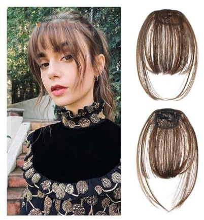 Pony Haarspange Echthaar Synthetische Clip-In-Haar-Pony-Verlängerung, natürlich, kurz, schwarz, ordentlich, gerader Pony, Haarverlängerungen, hitzebeständig, gefälschter Pony für den täglichen Gebrauc