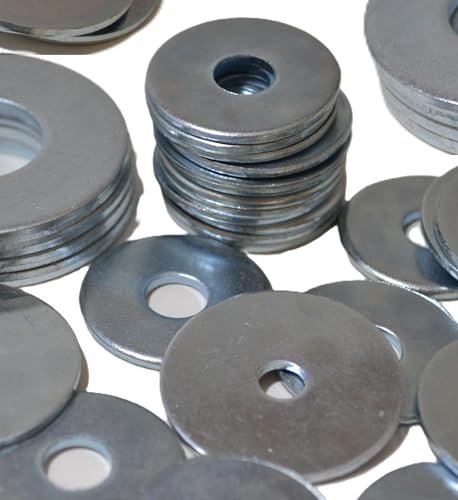 RADSO M5 (5mm x 25mm) Flat Penny Washers - Mudguard Fender Repair Washers - Premium Mild Steel, Zinc Plated DIN 9021 - Inside Hole 5mm, Outside Diameter 25mm - Pack of 50