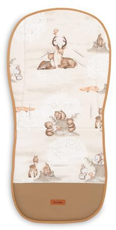 SENSILLO - Sitzauflage für Buggy Kinderwagen - Einlage aus Musselin & Baumwolle, Universale Größe - Zweiseitige Einlage mit wasserdichter Fußstütze - 80 x 40 cm - Hain, Braun