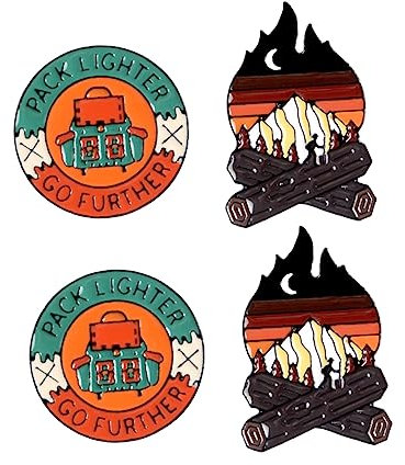 WATIIFUFU 4stücke Outdoor Brooch Anstecknadeln Mit Lagerfeuer Zelt Design Robuste Legierung Unisex Brustnadeln Für Camping Fans Stilvolle Abzeichen Als Geschenk Für Männer Und Frauen