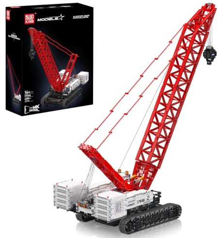 Mould King 17046 Technik Manitowoc Kettenkran MOC Raupenkran LKW-Kran mit 5 Motor, 4494 Teile, APP Technologie Ferngesteuert 16000 Gitterausleger-Kettenkran Klemmbausteine Bausatz