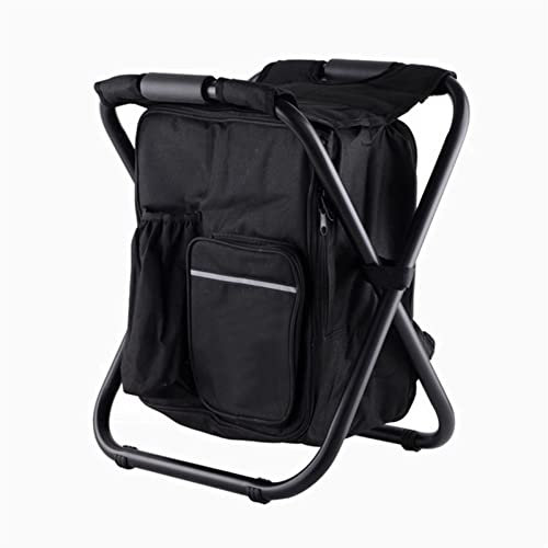 XANAYXWJ Sedia da Pesca Sgabello da Pesca da Campeggio Sedia da Spiaggia Pieghevole Portatile per Esterni con Borsa Termica isolata Sgabelli da Picnic Sedile da Viaggio per Escursionismo(Nero)