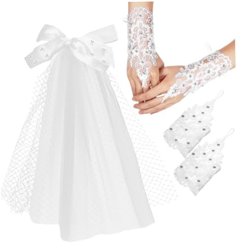 VALICLUD 1paare Bridal Hair Bow Veil Mit Perlen Eleganter Tüllschleier Für Hochzeit Bachelorette-party Besondere Anlässe Mit Verstecktem Clip Für Sicheren Halt
