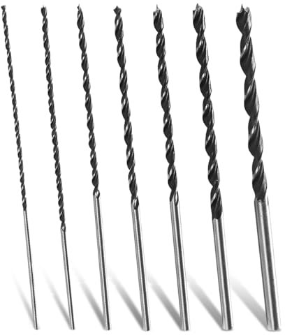 7 Stück Holzbohrer Set Lang, 30cm Profi Schlangenbohrer, Holzschlangenbohrer Set Extra Scharfe, Balkenbohrer Langer Holzspiralbohrer Langbohrer Ø 4mm 5mm 6mm 7mm 8mm 10mm 12mm für Holzbearbeitung