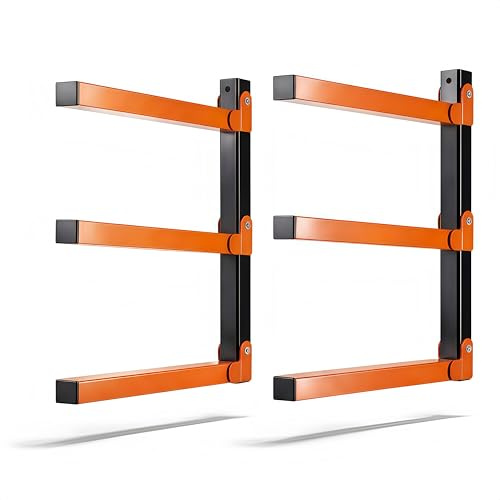 HSJKWPT 2 Stück Holzlagerungs-Metallregal, kragarmregal Wandmontage und Holzlagerung 3-Ebenen, hält bis zu 330 lbs, für Innen- & Außenaufbewahrungslösung für Garage, Keller & Vorratskammer
