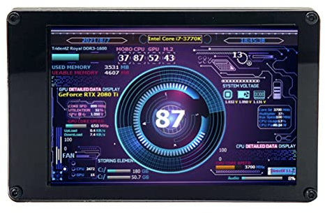 Pc Temperature Display, Pc Case Screen with Computer Temp Monitor, Holder and USB Cable 3.5 Inch Computer Temp Monitor Gaming Pc Parts for Any Setting, Protecting Your Eyes While