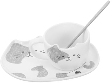 WUSHADEHANS Tazzine da caffè in Ceramica, Tazza e piattino in Fine Bone China, 1 Set Tazza da caffè Gatto Espresso Glass Bike Flag Tazzine da caffè Italiano Tazzine da caffè Espresso Latte(White)