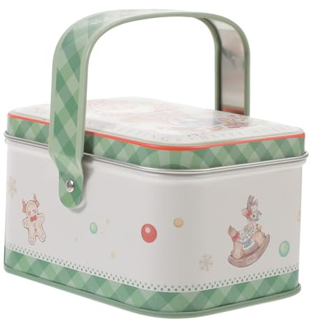 Hohopeti Caja Metálica para Galletas de Navidad con Tapa Decorativa Caja Regalo Pequeña para Dulces y con Diseño Festivo para Fiestas Navideñas