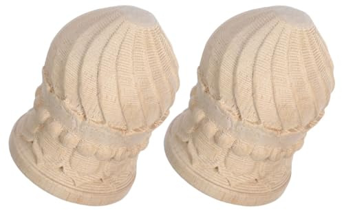 COHEALI Handgeschnitzte Hölzerne Ananas Pfostenkappen 4x6cm 2 Stück Runde Zaunaufsätze Europäischer Stil Holz Dekoration für Möbel und Garten
