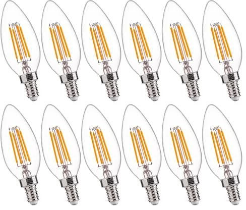 FLSNT B11 E12 LED Candelabra Bulbs 60W Equivalent, Dimmable LED Candle Light Bulbs, 2700K Soft White (Warm Light), Pack of 12
