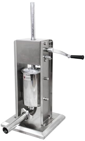 KuKoo - Insaccatrice Manuale per Salsicce da 5 Litri in Acciaio Inox com 5 Imbuti Diversi Gratuiti per Salsiccie fatte a Mano Adatta per Attività Commerciali e Domestiche