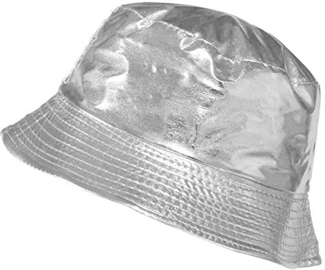 TOUTACOO, Rain Bob, regnhatt, vattentät vinyl med vaxad look (14- Plain Silver)