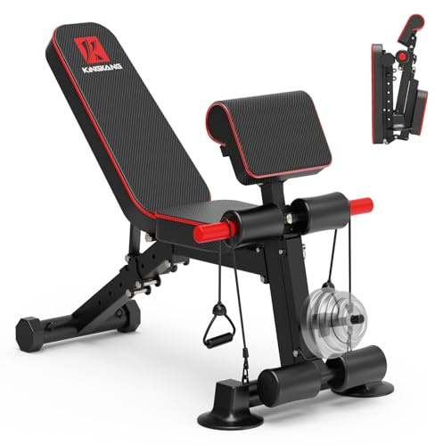 Banc de musculation réglable – Bancs de poids utilitaires pour entraînement complet du corps, pliable à plat/incliné/déclin, banc multifonction pour salle de sport à domicile (DZ)