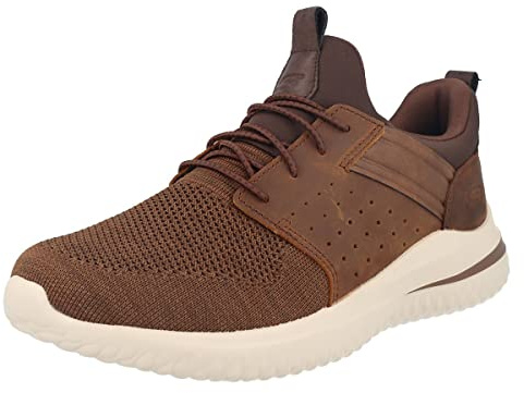 Skechers Men's DELSON 3.0 CICADA Sneaker, Dark Brown Knitted Mesh W/Leather, 9 UK