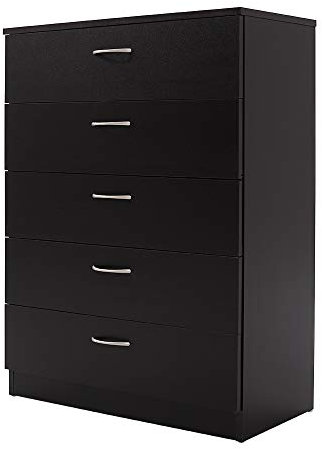 Panana 3/4/5 Bedroom Chest of Drawers with Metal Handles and Runners Wooden Bedside Storage Cabinet for Living Room Hallway Choice of 3 Sizes (Black, 5 Drawer Chest)