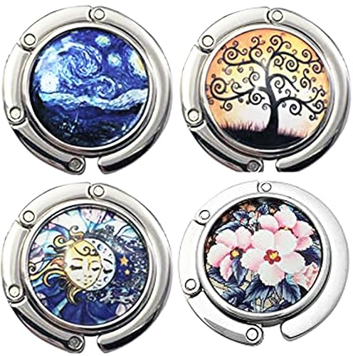 SUQ 4 Pack Faltbar Handtaschen-Tischhalter, Tragbar Handtasche Haken, Geldbörse Hook, Taschenhalter für Tisch, Handtaschenhaken Hanger, Tisch/Schreibtisch Restaurant Büro Café Hängende Schultasche