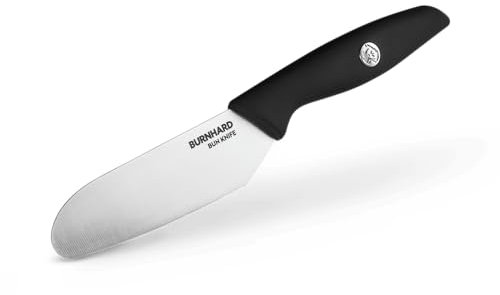 BURNHARD Burger Bun Messer, 20,5 cm, Brötchenmesser mit Wellenschliff, Chrom-Molybdän Stahl, Soft Grip