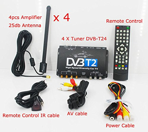 ZERTRAN DVB-T24 Car DVB-T2 TV Receiver 4 Tuner 4 Antenna USB HDMI HDTV Russia High Speed