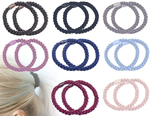ZoeTekway 16 Stück Mehrfarbiger Geflochtene Haargummis Mädchen Zopfgummi Baumwolle Haargummi Scrunchie für Dickes und Lockiges Haar