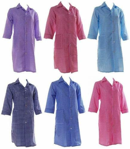 Ladies Full Length, 3/4 Sleeves, Button Through Overall, colour and size choice*** (Lilac, XXXOS 56 inches/142 cm)