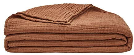 ESSIX Plaid tinta unita in garza di cotone, Jazzy, 130 x 170 cm