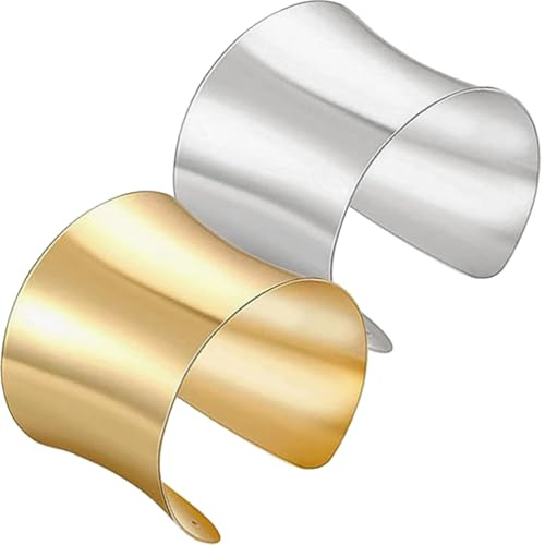 FOMIYES 2 Uds exagerado amplia decoración pulseras joyería pulsera pulsera pulsera femenina pulsera de metal para mujer, 6.5X6.5CM, Metal, No Gemstone